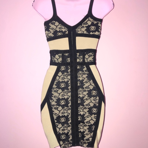 bebe bandage dress lace and beige - Picture 3 of 12